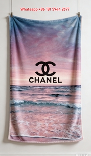 Chanel Luxury Flannel Throw Blanket – Pink Ocean Sunset Chanel Print IMG_7326